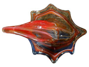 Fenton Murano Glass Blown Orange and Clear Swan Decorative Bowl