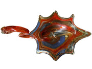 Fenton Murano Glass Blown Orange and Clear Swan Decorative Bowl