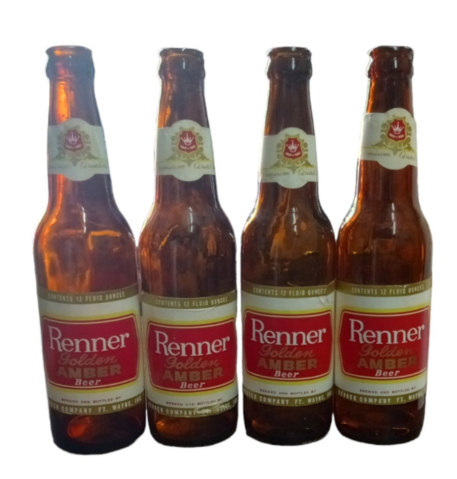 Empty Beer Bottles Antique Renner Golden Amber Beer Vintage 12 Oz. Lot of 4