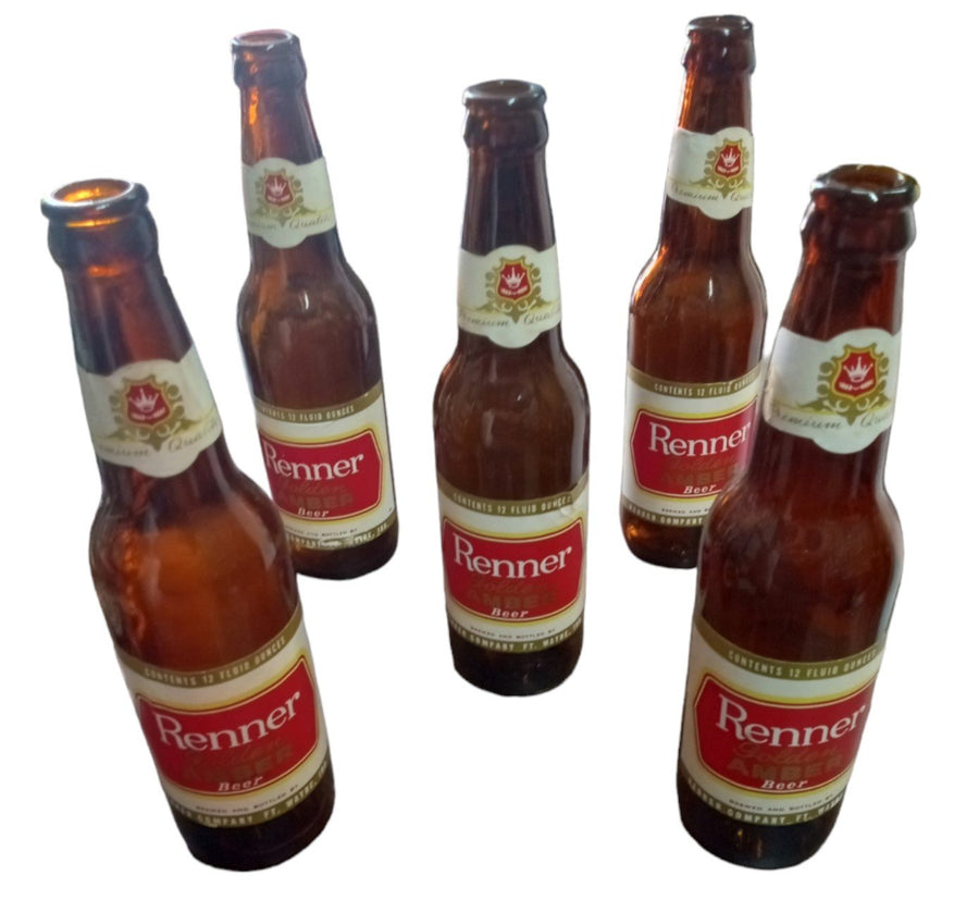 Empty Beer Bottles Antique Renner Golden Amber Beer Vintage 12 Oz. Lot of 5