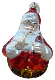 Coca Cola Santa Ornament Vintage Festive Sparkly Yuletide Christmas Holiday Red