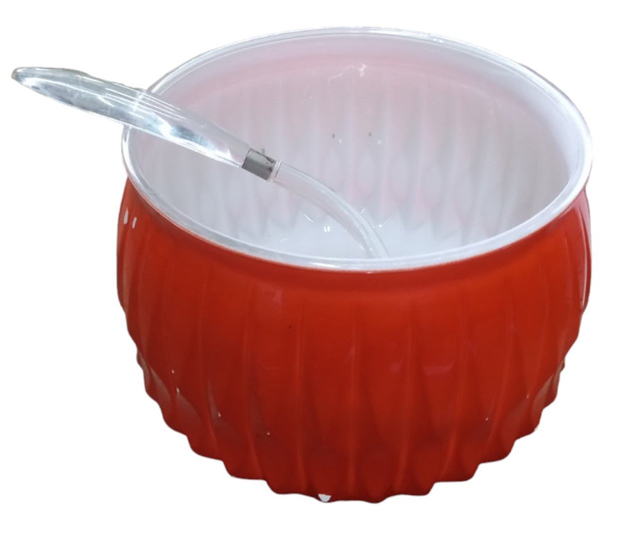 Orange Punch Bowl Antique Includes Plastic Ladle Vintage Glass