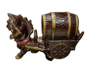 Decanter Donkey Pulling Cart with Barrel Ceramic Bottle Made in Japan