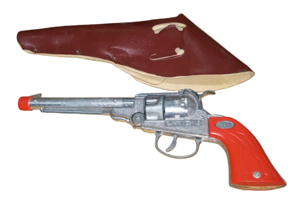 Halco Orange Cap Gun Toy & Holster Vintage Collectible Nostalgic Cowboy Old West