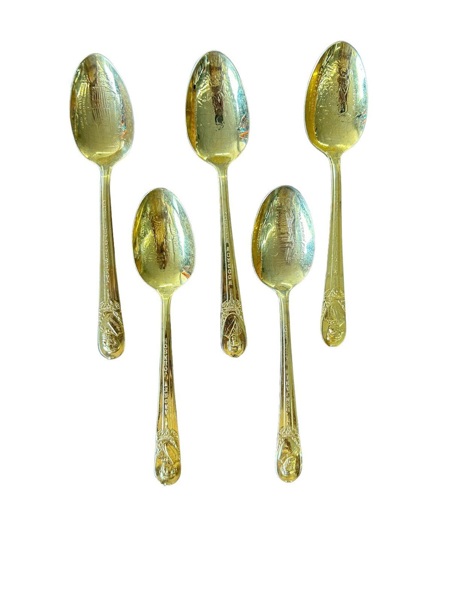 Gold Plated Collectible Rogers President Spoons Set of 34 Vintage Dinnerware