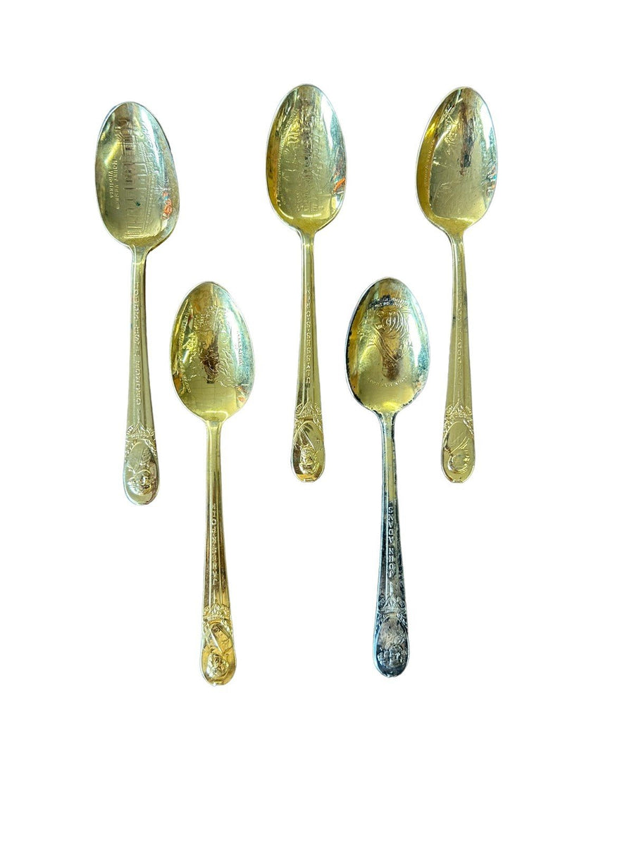 Gold Plated Collectible Rogers President Spoons Set of 34 Vintage Dinnerware