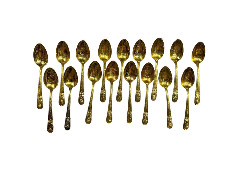 Gold Plated Collectible Rogers President Spoons Set of 34 Vintage Dinnerware