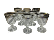 Libbey Moonmist Water Goblets Set of 8 with Platinum Band Vintage Glassware