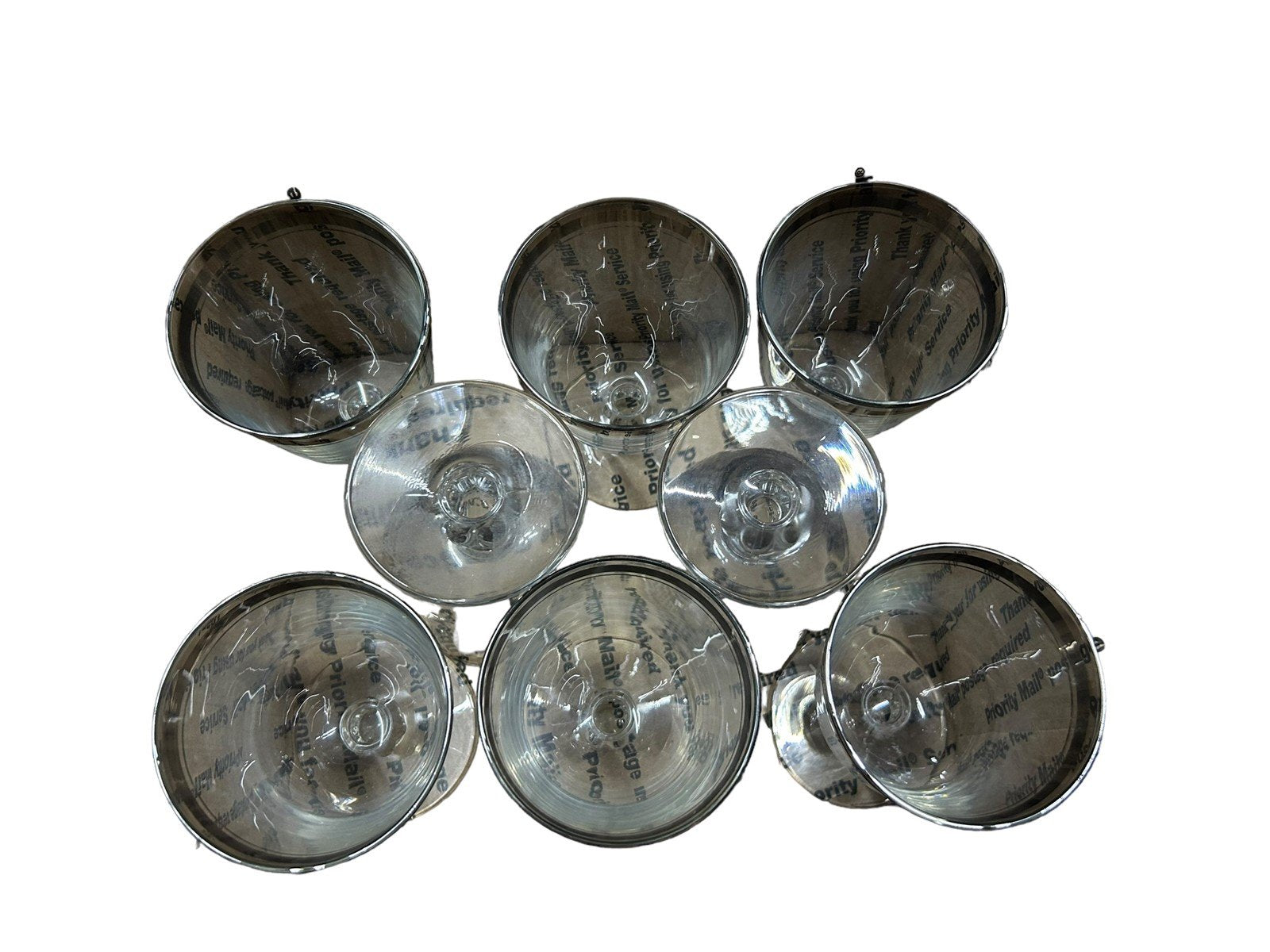 Libbey Moonmist Water Goblets Set of 8 with Platinum Band Vintage Glassware