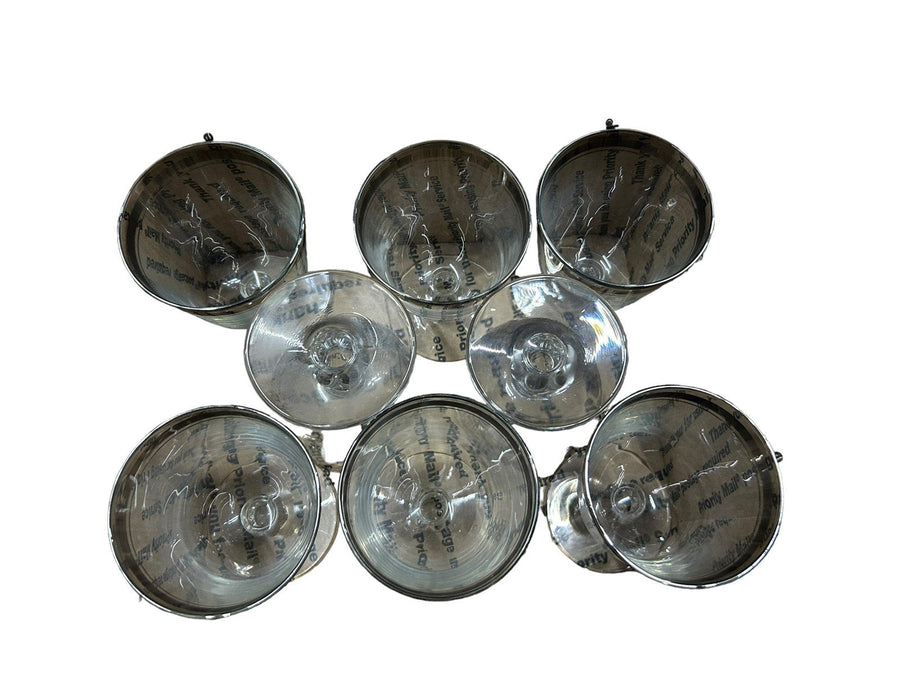 Libbey Moonmist Water Goblets Set of 8 with Platinum Band Vintage Glassware