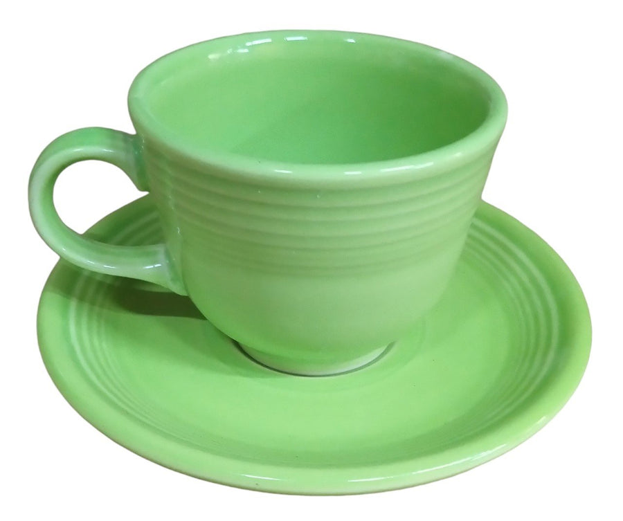 Fiesta - Chartreuse Green Teacup & Saucer Ceramic Homer Laughlin Tea Set Kitchen