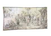 French Tapestry Pictorial Desert Scene Eastern Decor 36"x18" Stitched Wall Hang