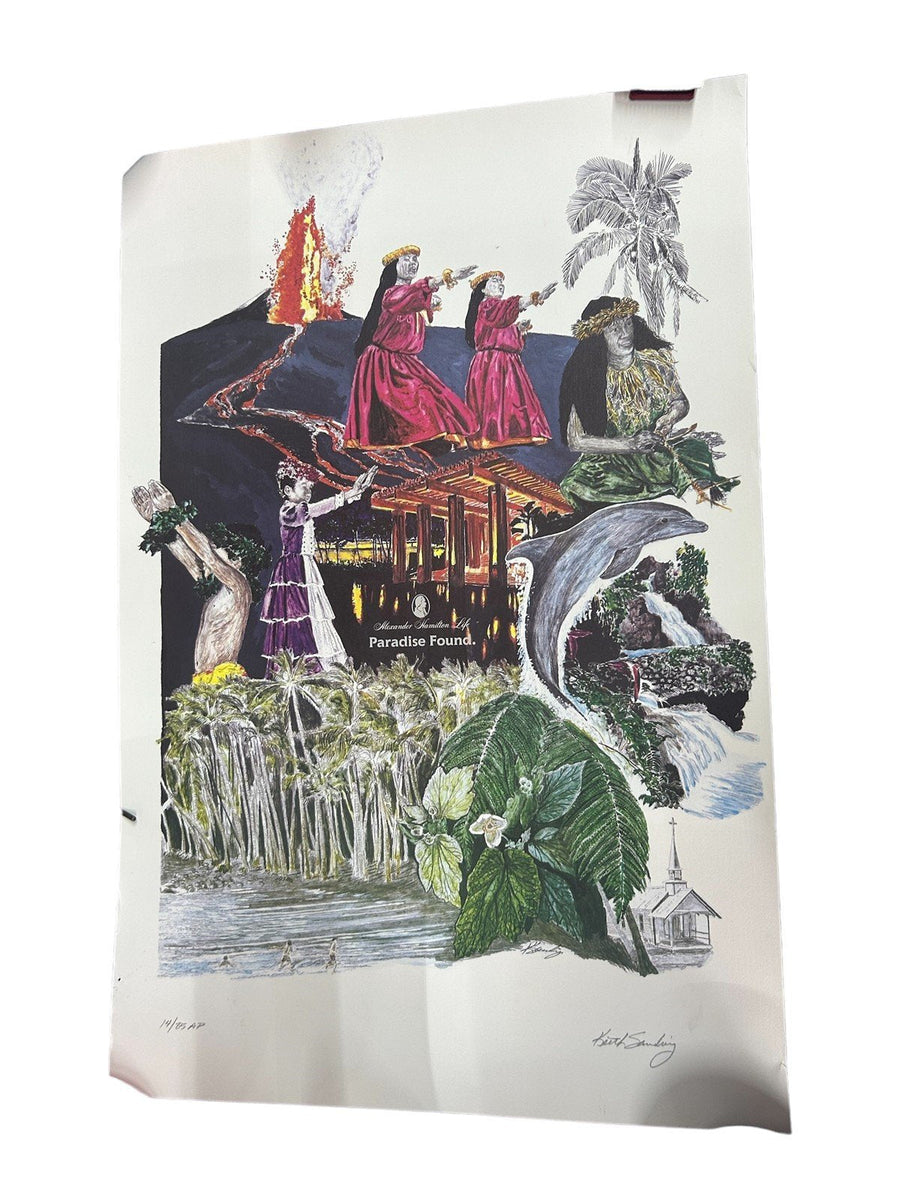 Keith Sandvig Signed Art Poster "Paradise Found." Handmade Collectible