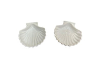 White Vintage Pair of Scalloped Ceramic Oven Proof Seashell Dish Made in Japan