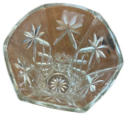 Clear Glass Flower Vase Vintage Starburst Pattern Scalloped Edge 10.5" Unbranded