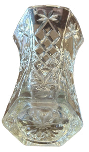 Clear Glass Flower Vase Vintage Starburst Pattern Scalloped Edge 10.5" Unbranded