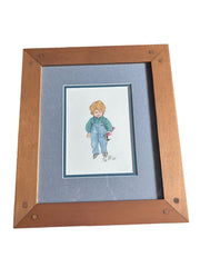 P Buckley Moss Signed Print Toddler Holding a Hammer 562/1000