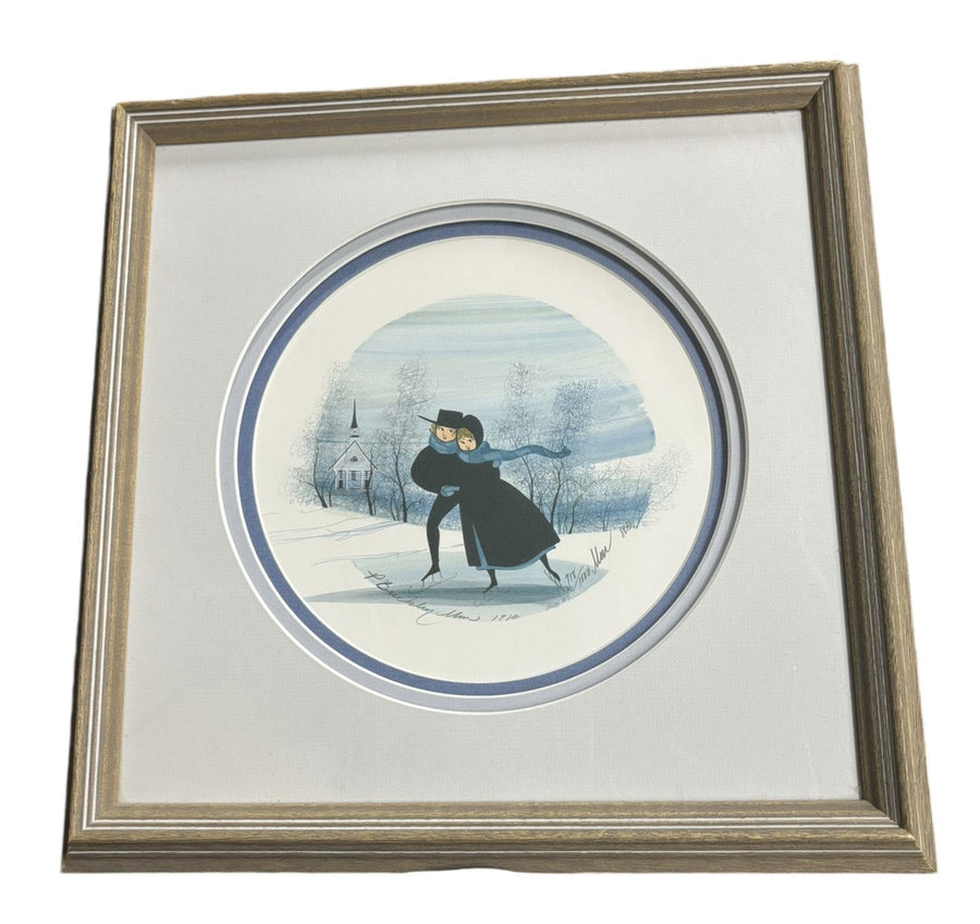 P. Buckley Moss Print Skating Waltz Signed Numbered 918/1000 Amish Couple Art