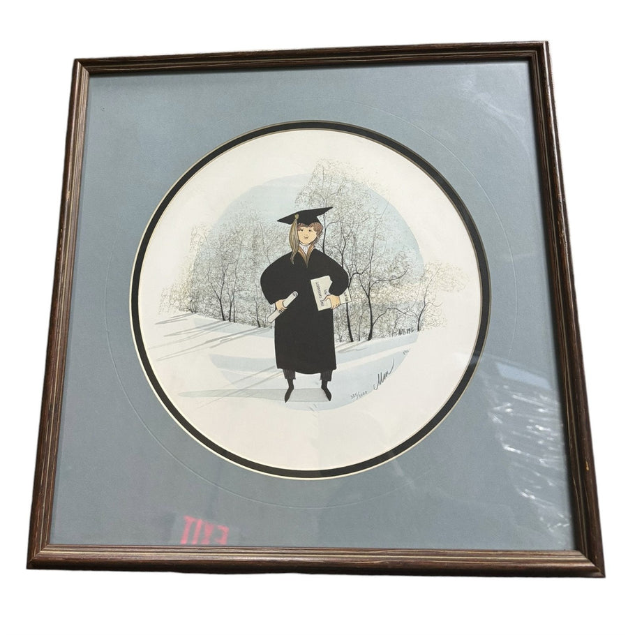 P. Buckley Moss Print The Graduate Signed Numbered 385/1000 Vintage Framed Art