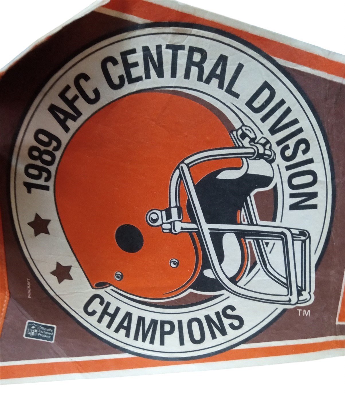 Cleveland Browns 1989 AFC Central Division Champions Pennant Vintage Memorabilia