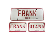 Custom Tags Incorporated 70s Ohio Bicycle Plates with Names Frank and Diana