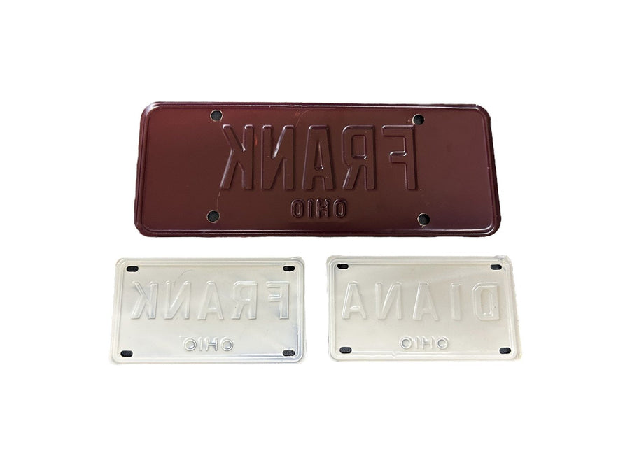Custom Tags Incorporated 70s Ohio Bicycle Plates with Names Frank and Diana