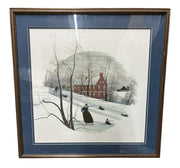 P. Buckley Moss Print Skating Scene Signed Numbered 44/1000 Framed Winter Art