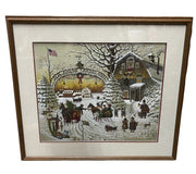 Charles Wysocki Print Christmas Greeting Signed Framed Print 9523/11000 COA