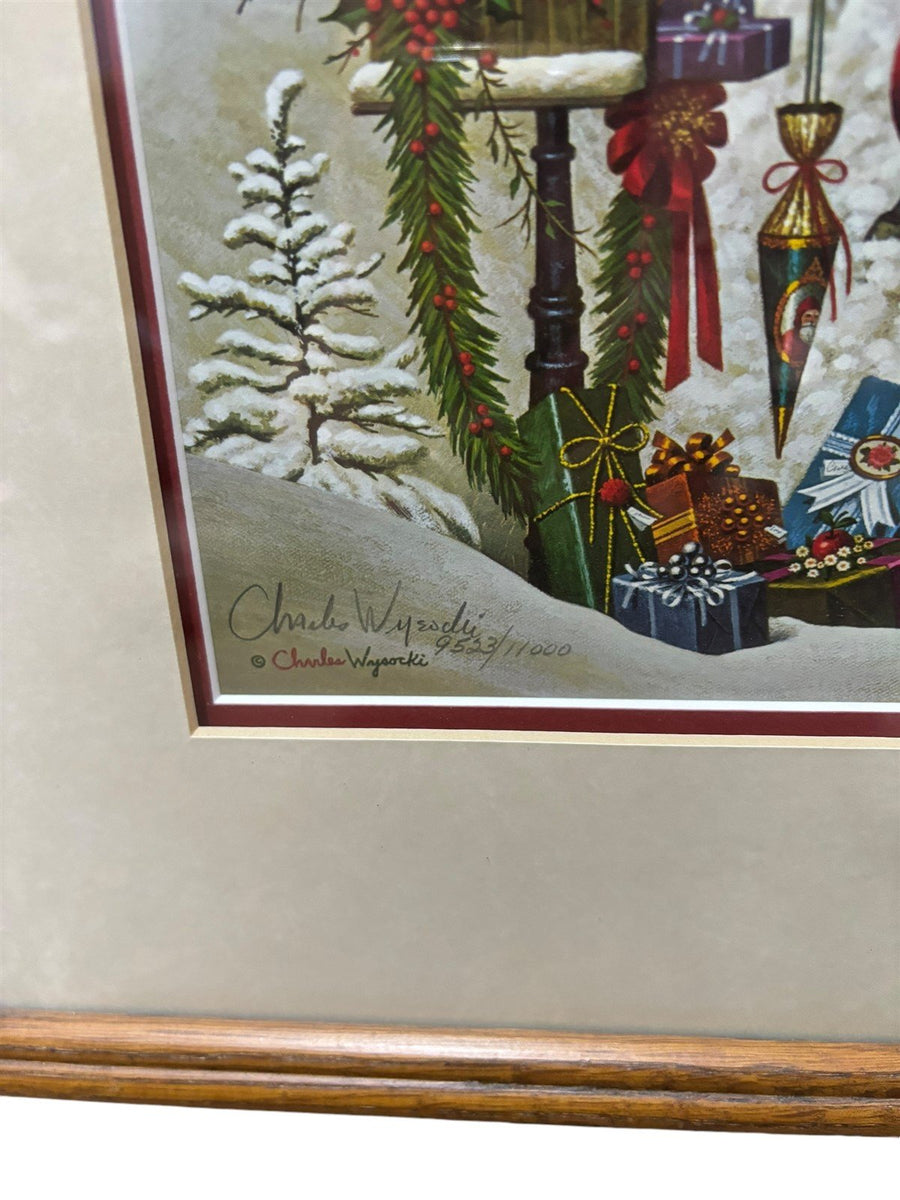 Charles Wysocki Print Christmas Greeting Signed Framed Print 9523/11000 COA