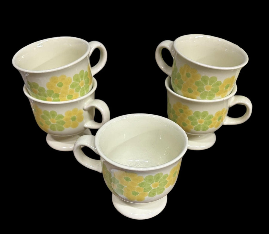 Franciscan Picnic Green Yellow Flowers Antique Earthenware Vintage 20 Pcs
