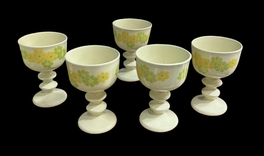 Franciscan Picnic Green Yellow Flowers Antique Earthenware Vintage 20 Pcs