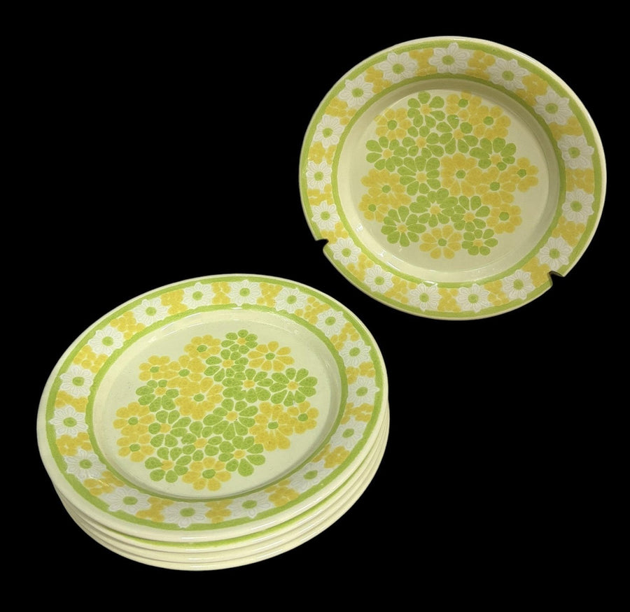 Franciscan Picnic Green Yellow Flowers Antique Earthenware Vintage 20 Pcs