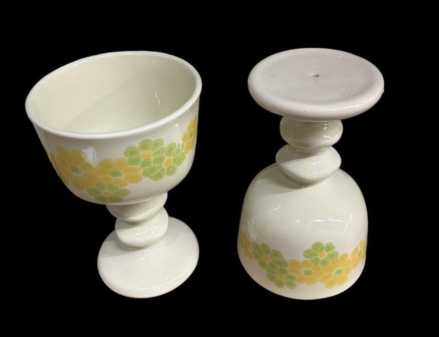 Franciscan Picnic Green Yellow Flowers Antique Earthenware Vintage 20 Pcs