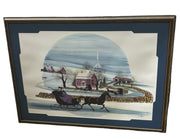 P. Buckley Moss Print Moonlight Ride Winter Sled Scene Signed Number 464/1000