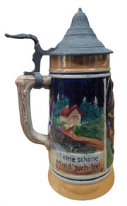 Lidded Beer Stein West Germany Vintage Die Fischerin v. Bodensee