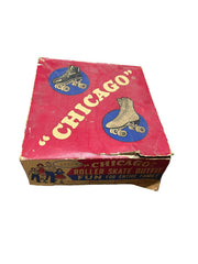 Vintage White Size 8 "Chicago" 4 Wheel Derby Roller Skates Arrow