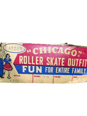 Vintage White Size 8 "Chicago" 4 Wheel Derby Roller Skates Arrow