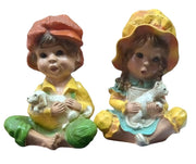 Universal Statuary Boy & Girl Statue Pair Vintage Collectible Nostalgic Decor