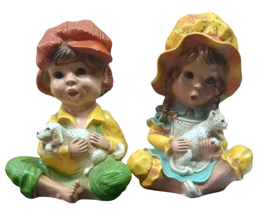 Universal Statuary Boy & Girl Statue Pair Vintage Collectible Nostalgic Decor