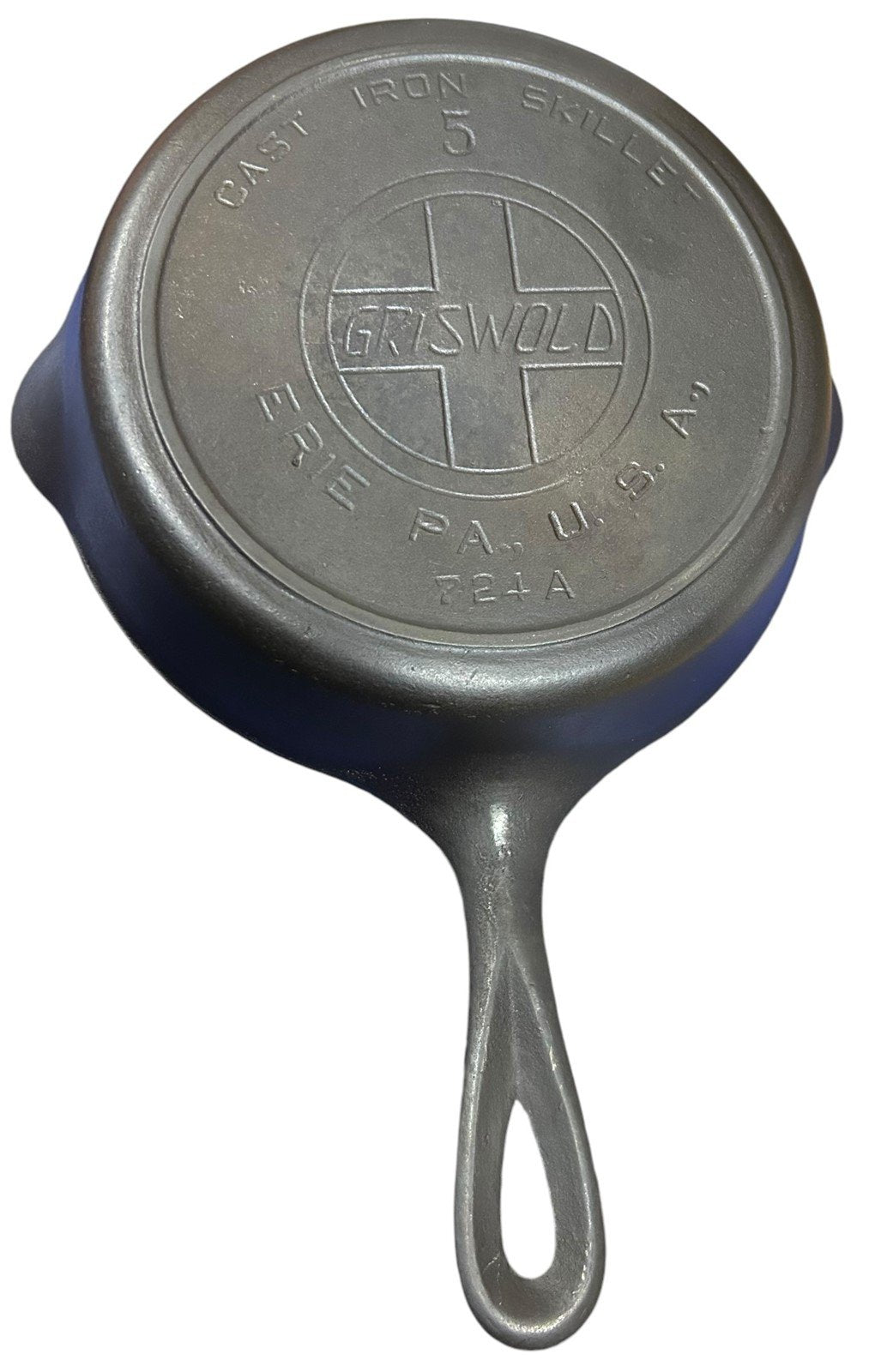 Cast Iron Skillet Antique Griswold 5 724A Vintage Double Spout