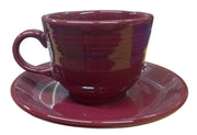 Fiesta - Cinnabar Red Teacup & Saucer Ceramic Homer Laughlin Tea Set Kitchen