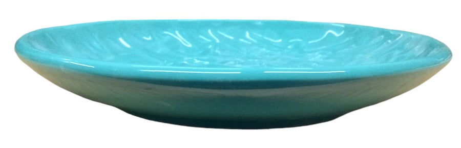 Fiesta - Turquoise Blue Embossed Egg Shaped Plate Easter Candy Ceramic Serving