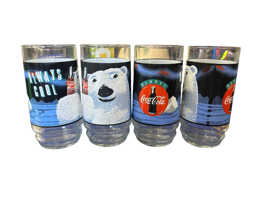 Coca Cola Vintage Polar Bear "Always Cool" Set Of 4 Glasses