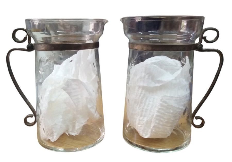 Syrup Pitchers Set Of 2 Vintage Collectible Nostalgic Kitchenware Floral Pattern