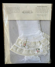 D'Airelle Bridal White Thigh High 100% Nylon Aire Hosiery Hearts Ribbons