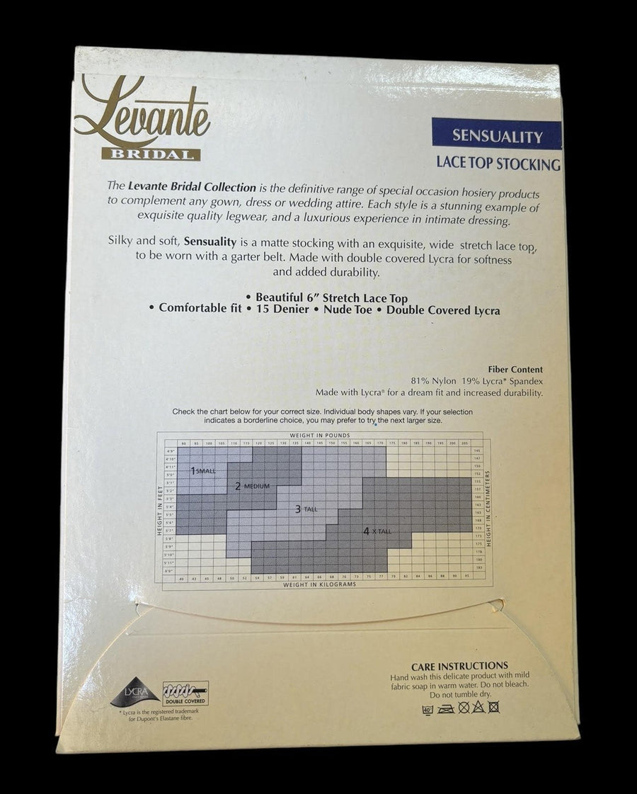 Levante Bridal Sensuality Bianco 1 Small Lace Top Stockings Original Package