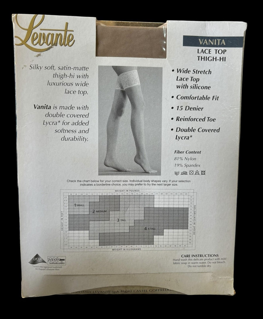 Levante Vanita Naturel 3 Tall Lace Silky Soft Thigh-Hi Original Package