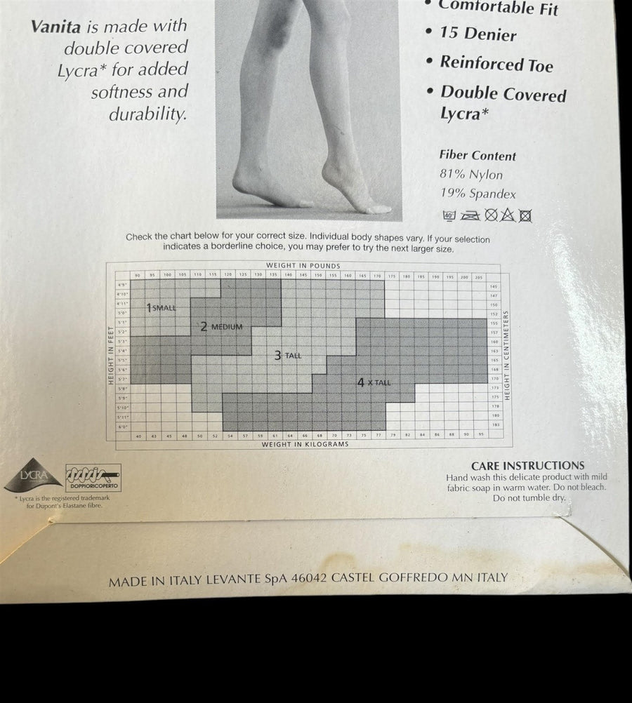 Levante Vanita Naturel 3 Tall Lace Silky Soft Thigh-Hi Original Package