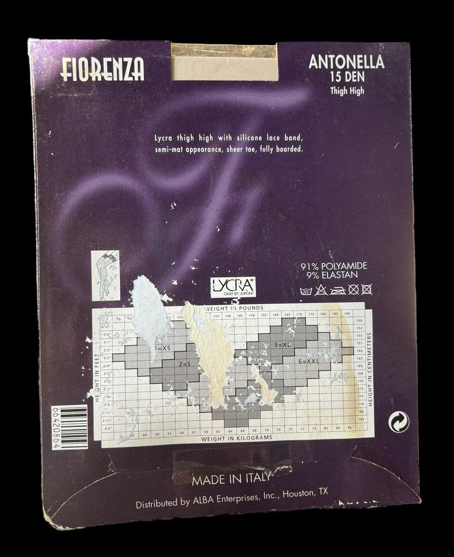 Fiorenza Antonella Ecru Thigh High Italian Hosiery Small Original Package