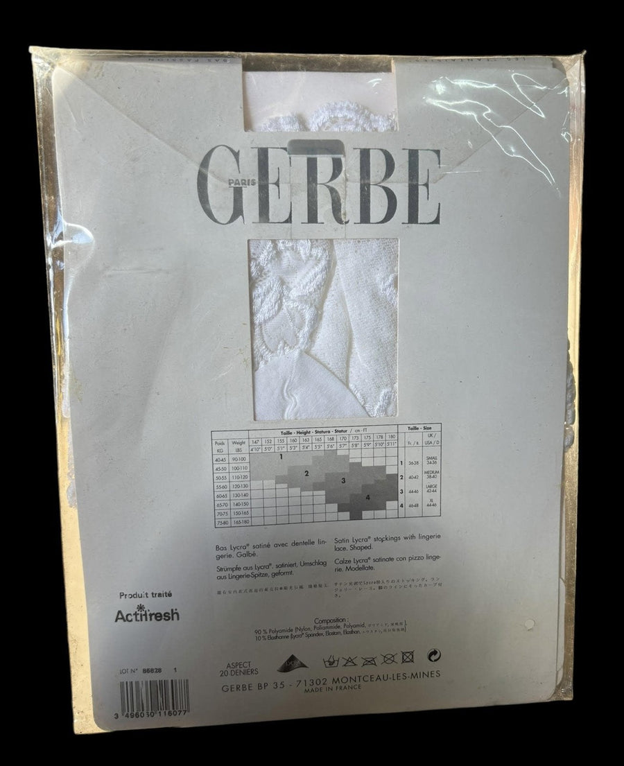 Gerbe Paris Bas Passion Stockings Blanc Taille 1 Nylon Lycra White Small